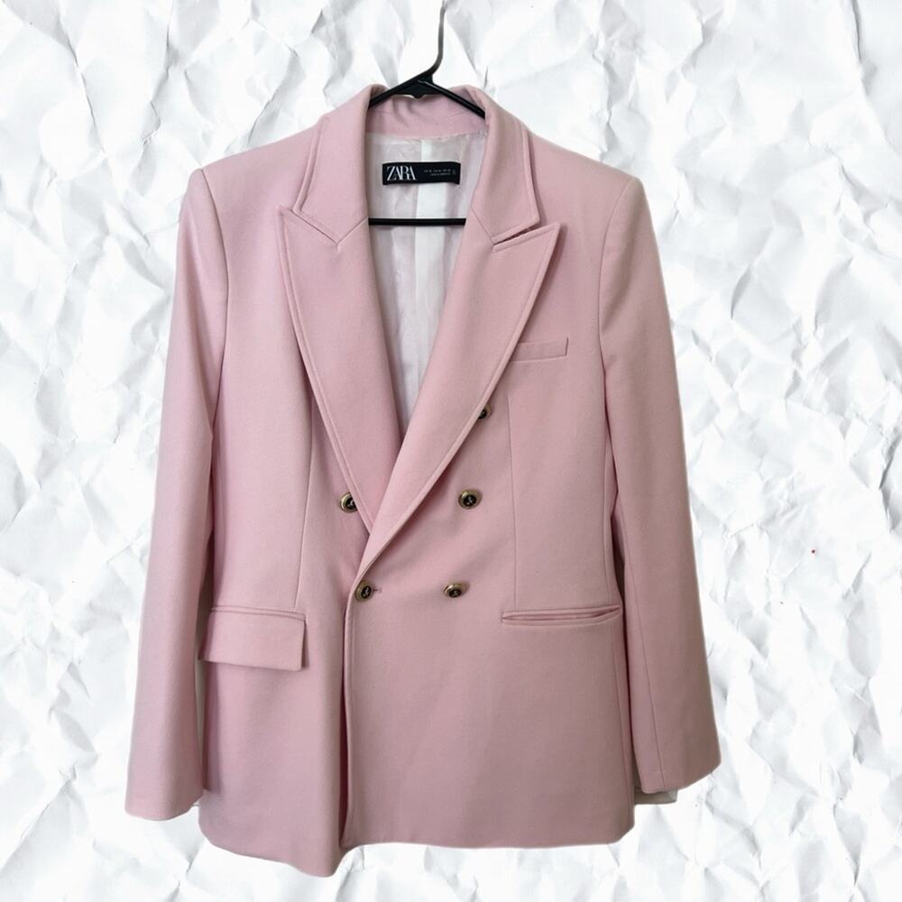 Zara light pink tailored double breasted blazer - XL 7608/548 - Picture 3 of 7